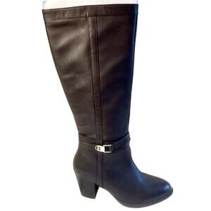 Giani Bernini Leather Boots Womens 9.5 Brown Dress Boots Heeled Memory Foam Zip